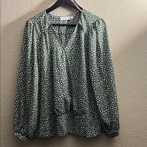 All in Favor Forest Green and White Blouse